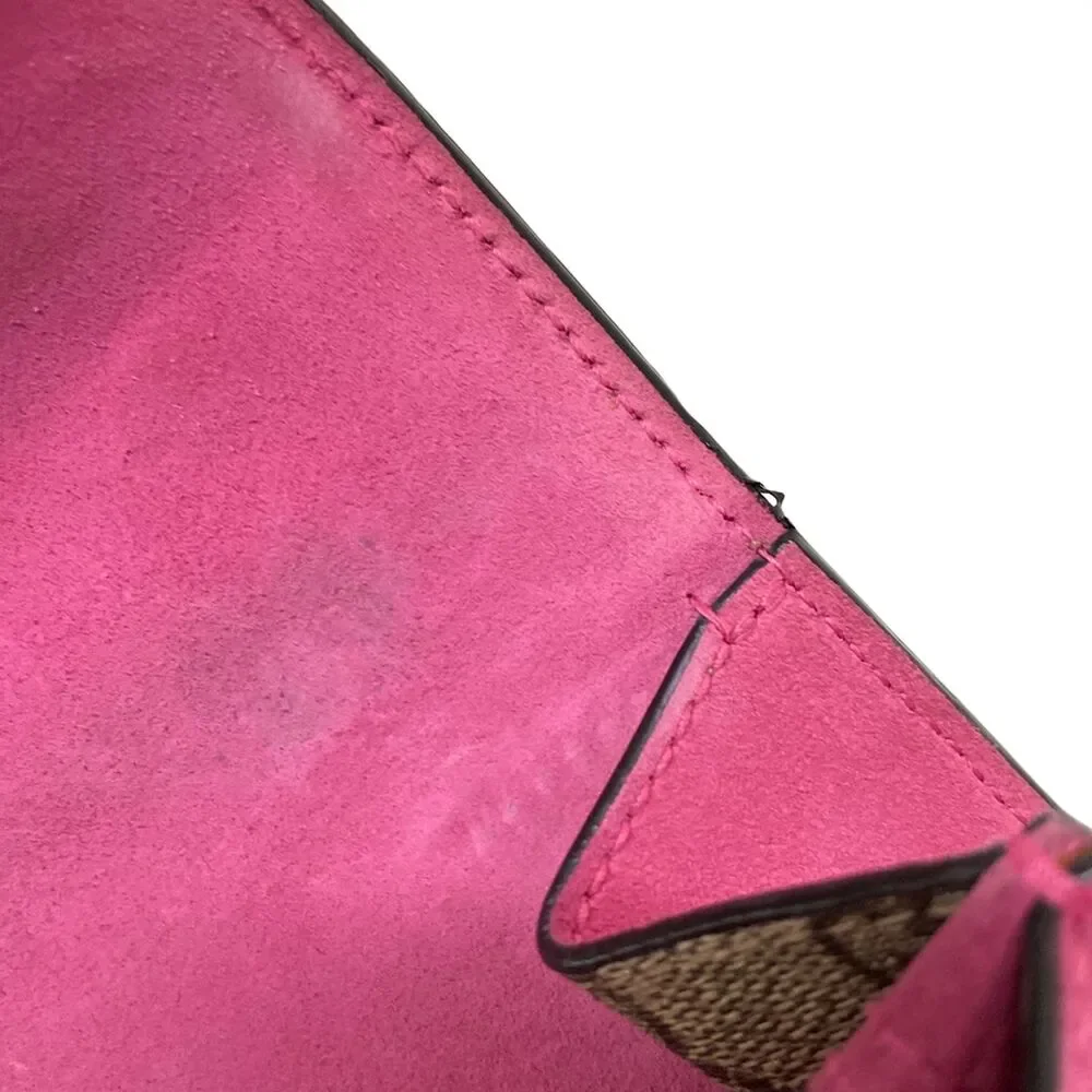 Gucci Dionysus Shoulder Bag 400249 Beige Dark Brown Pink PVC Suede